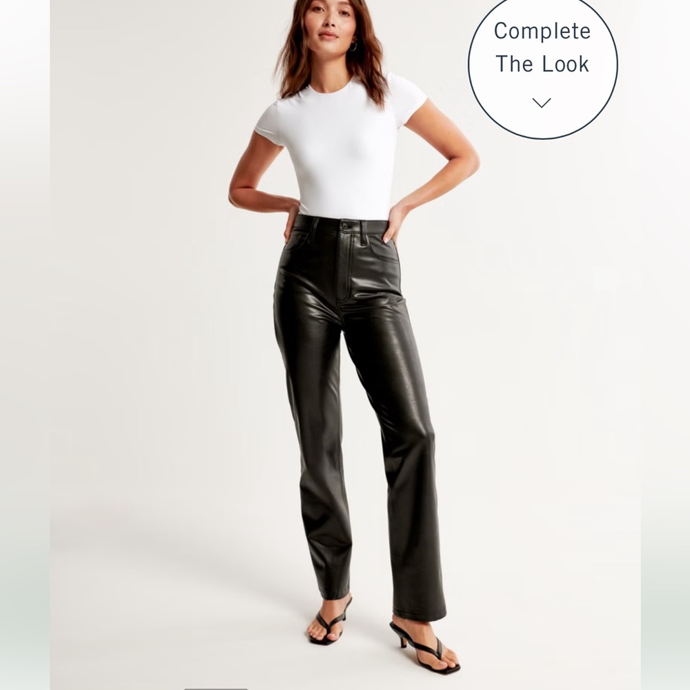 Abercrombie and Fitch the 90’s straight ultra high rise leather pants